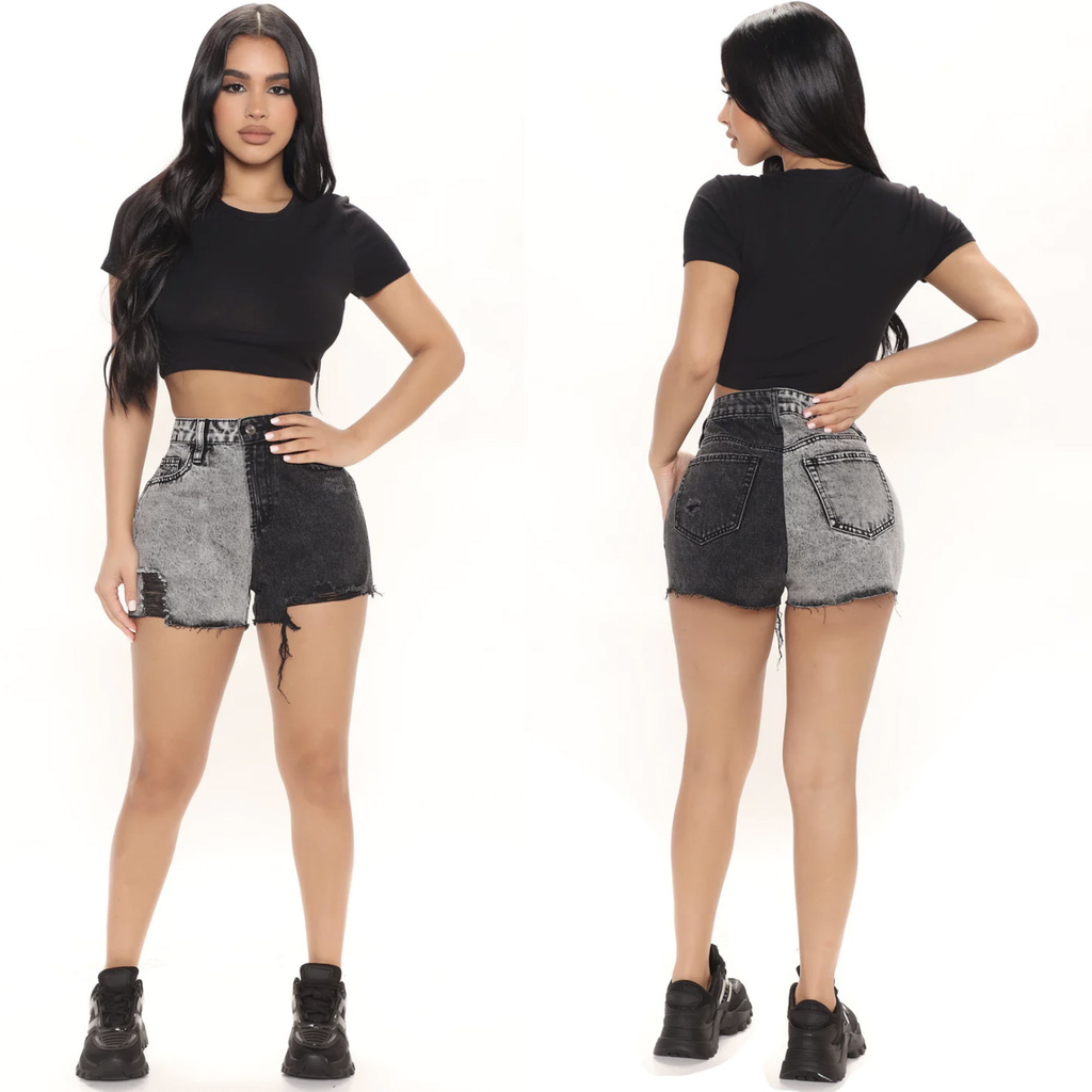 Short en jean gris sale