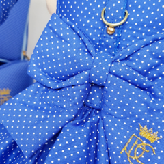 Vestido Laço e Guia Pata Chic - Poá Azul Royal - comprar online