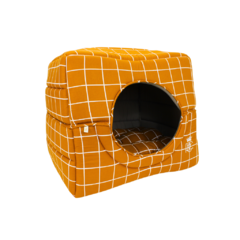 Toca Retangular em Tecido Pata Chic Grid - Ocre - comprar online