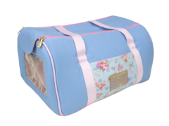 Bolsa Avião Tecido Pata Chic Doce Flor Azul - Liso Azul