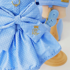 Vestido Laço e Guia Pata Chic - Poá Azul - comprar online