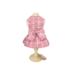 Vestido Laço e Guia Pata Chic Grid - Rosa