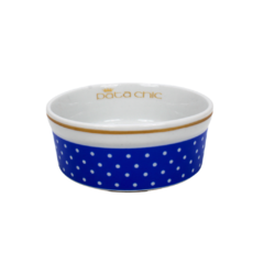 Comedouro Porcelana Poá Azul Pata Chic - 330ml