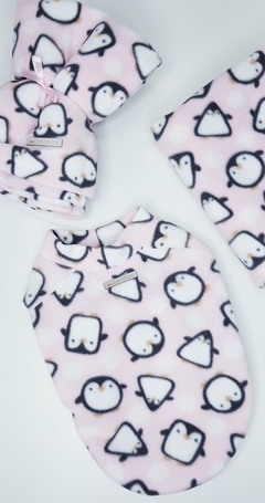 Cobertor Soft Pata Chic - Pinguim Rosa - Pata Chic