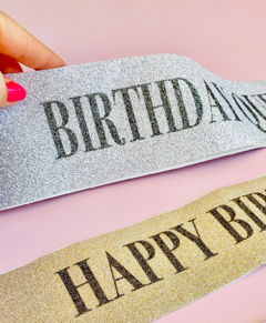 Banda glitter Happy Birthday - tienda online