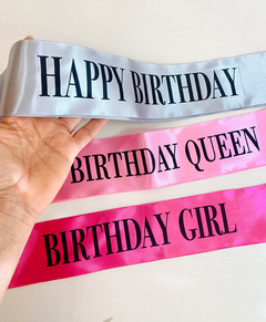 Banda De Raso Happy Birthday - Birthday Queen/Girl - Cumpleaños