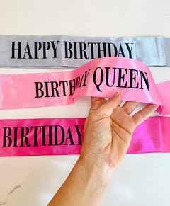 Banda De Raso Happy Birthday - Birthday Queen/Girl - Cumpleaños - tienda online