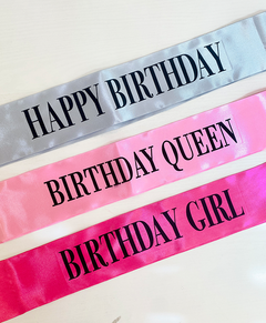 Banda De Raso Happy Birthday - Birthday Queen/Girl - Cumpleaños - Solteras Asociadas