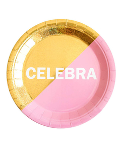 Platos Celebra Rosa y dorado