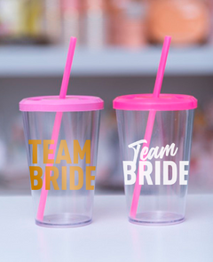 Vasos de acrílico Bride/Team Bride con tapa y sorbete - comprar online