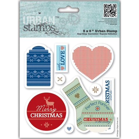 Papermania Christmas In The Country Urban Stamps 5"X5" / Sello de Goma Christmas in the Country