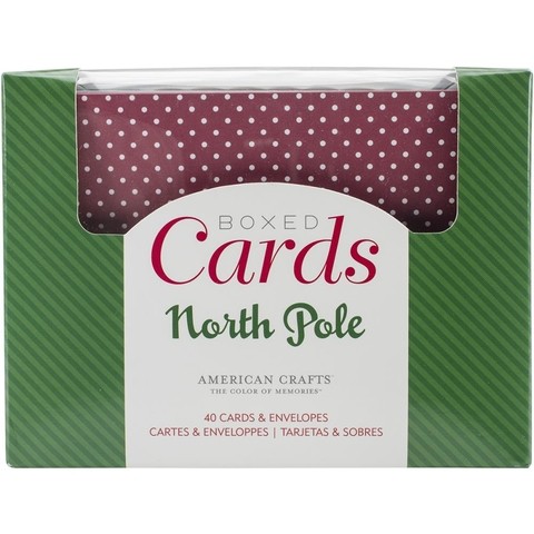 American Crafts A2 Cards W/Envelopes (4.375"X5.75") 40/Box - Caja de 40 Tarjetas y Sobres Tamaño A2 Colección North Pole
