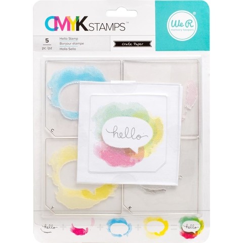 We R Memory Keepers CMYK Stamp 3"X3" "Hello"