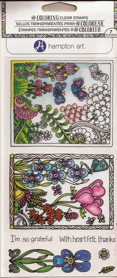 Coloring Clear Stamps By Hampton Art. "Daisys And Butterflys"