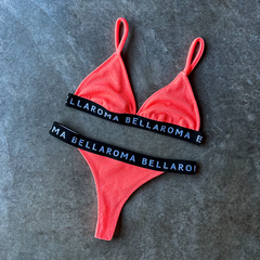 CORPIÑO BIKINI KENDALL CORAL NEON TEXTURA - BELLAROMA