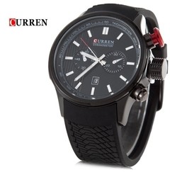 Curren* 8175 Relógio Masculino Silicone & Aço Inox