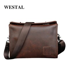 Westal* 8133 Bolsa Masculina Mensageiro Couro