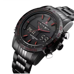 Naviforce* 9024 Relógio Masculino Aço Inox Anadigi Tachymeter - comprar online