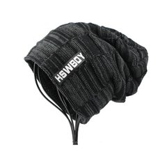 Hswboy* 2830 Gorro Masculino Lã Xadrez Forro Aveludado