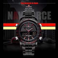 Naviforce* 9024 Relógio Masculino Aço Inox Anadigi Tachymeter - Simple Market