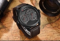 Relógio Masculino Couro Inox 2 Tempos Curren* 8249 - comprar online