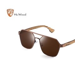 Hu Wood* 8039 Óculos de Sol Masculino Quadrado Madeira & Aço inox Polarizado - Simple Market