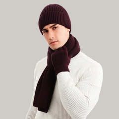 * 4258 Kit 3 Peças Cachecol Gorro Luvas Masculino Lã Street - Simple Market