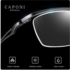 Caponi* 1489 Armação de Óculos Masculino Pure Titanium Italian Design - loja online