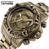 Temeite* 020 Relógio Masculino Aço Inox Gold Envelhecido