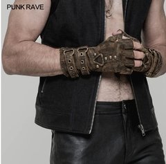 Punk Rave* 4949 Luva Masculina Canvas Lona Militar Gotic Rock Cross