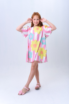 Vestido Sarah Listra Rosa Flores -  Minha Menina Kids moda infantil 