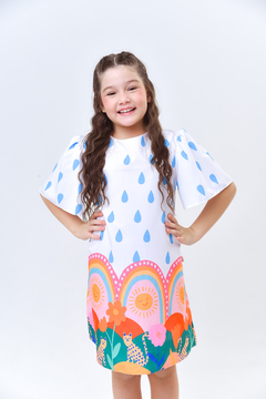 Vestido Infantil Gotas Arco Íris