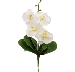 mini orquídea permanente 33cm (Branco/amarelo)