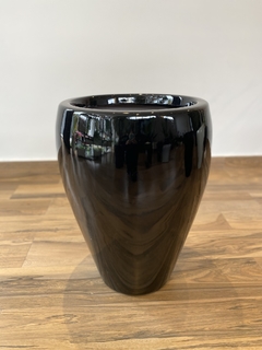 Vaso esmaltado preto 63cm - Cristal Garden