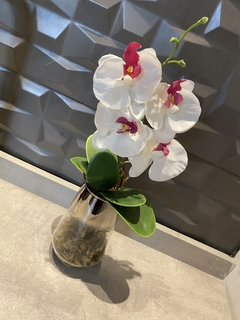 Arranjo orquidea artificial em vaso de vidro - 37cm na internet