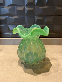 vaso de vidro trouxinha (verde Jade) - 16x14cm