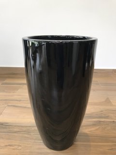 Vaso esmaltado 60x34cm - Preto - Cristal Garden