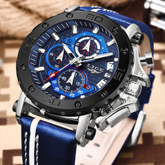 Relógio pulseira em Couro LIGE Luxury Casual Militar - Mayortstore | Roupas, Relógios e acessórios 