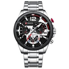 Relógio Curren com Cronógrafo e pulseira em aço - loja online