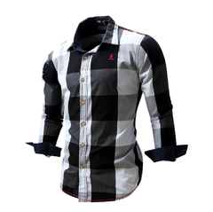 Camisa masculina 100% algodão Casual Xadrez