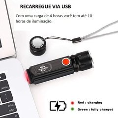 Lanterna Tática super potente recarregável USB 8000 lúmens 4 modos de iluminação - loja online