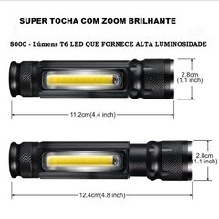 Lanterna Tática super potente recarregável USB 8000 lúmens 4 modos de iluminação - Mayortstore | Roupas, Relógios e acessórios 