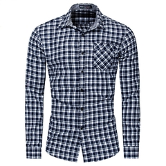 Camisa Casual Marshall Xadrez Manga Longa Branca Preta