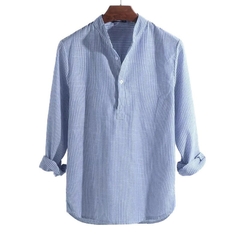 Camisa listrada algodão mangas longas - loja online