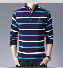 Polo masculina casual algodão