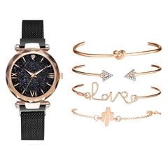 Conjunto feminino Relógio + pulseira magnético