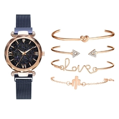 Conjunto feminino Relógio + pulseira magnético