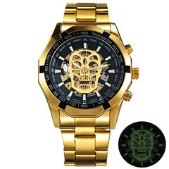 Relógio Mecânico Dourado Serie Steampunk Skull