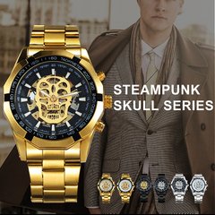 Relógio Mecânico Dourado Serie Steampunk Skull - loja online