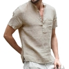 Camisa de linho gola Henley